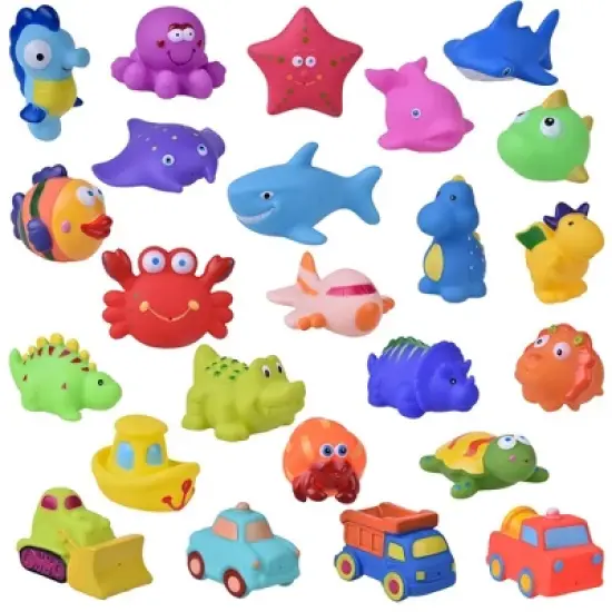 Fun Little Toys Tubbi Bubbi 24Pcs Squirting Sea Animals & Cars Bath Toys, Water Play for Toddlers, Birthday & Xmas Gifts for Boys & Girls image {6}