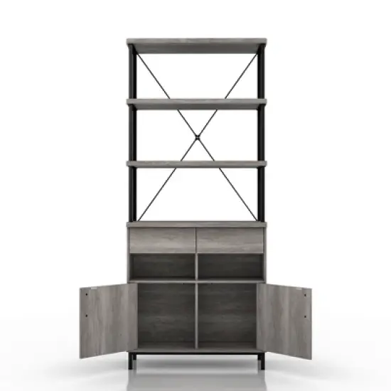 73.6" Skamania Rustic Bookcase Vintage Gray Oak - miBasics image {4}