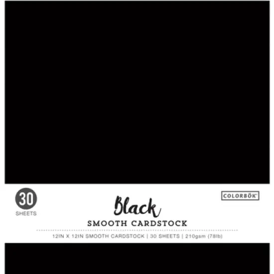 Colorbok 78lb Smooth Cardstock 12"X12" 30/Pkg-Black image {1}