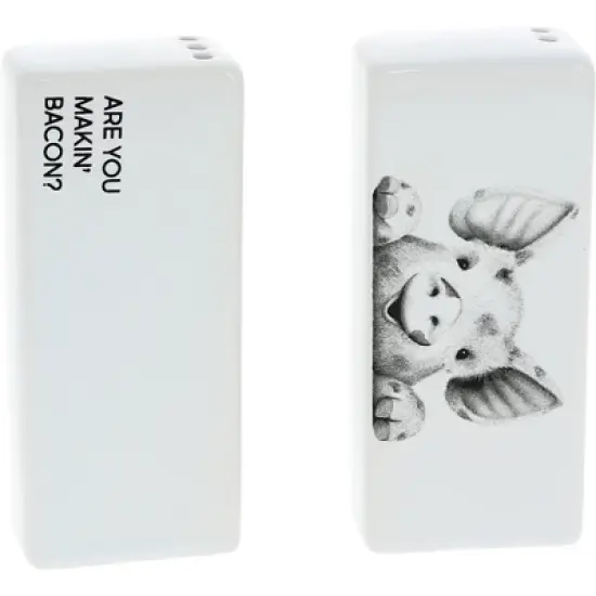 Pavilion Gift Company - Are you Makin' Bacon? - Pig - Salt and Pepper Shaker - Stoneware Set Piggy Piglet Farm Animals Kitchenware image {11}