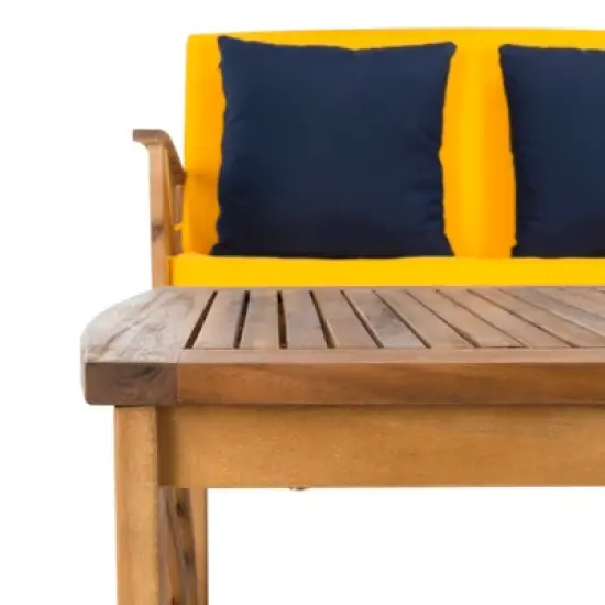 4pc Fontana Outdoor Set Teak Look/Yellow - Safavieh image {3}