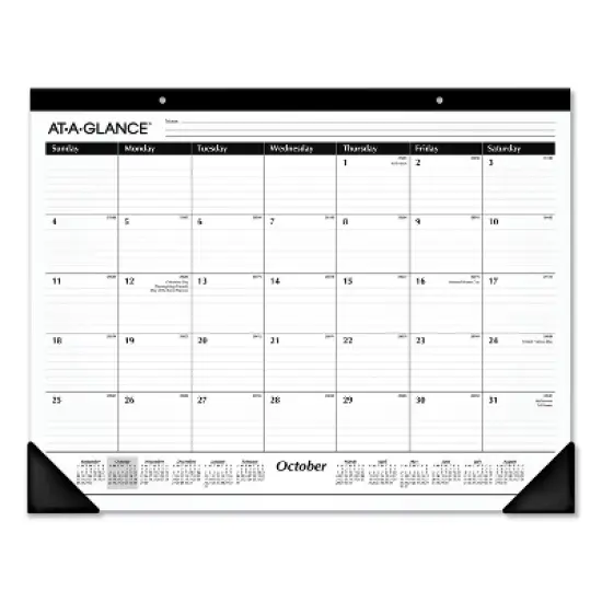 Academic Year Ruled Desk Pad, 21.75 x 17, White Sheets, Black Binding, Black Corners, 16-Month: Sept 2025 to Dec 2026 image {5}