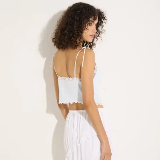 Women's Ribbed Lace Trim Crop Top - Wild Fable&trade; image {1}