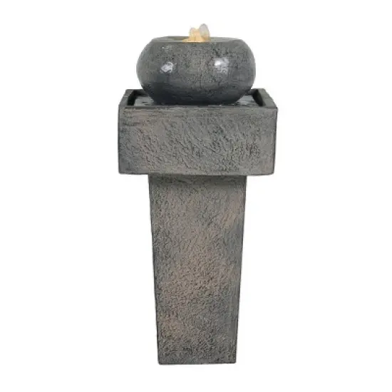 Christopher Knight Home Aria Modern Outdoor Concrete Fountain with LED Light image {1}