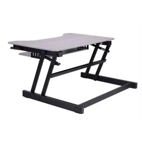 Basic Height Adjustable Sit to Stand Desk Computer Riser Gray - Rocelco image {2}