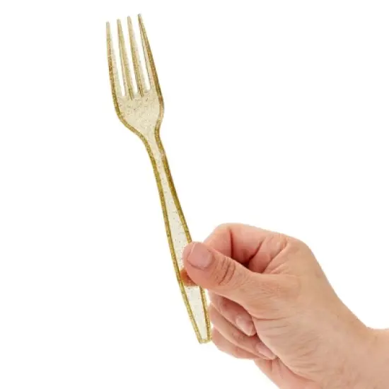 Juvale 96-Pcs Gold Plastic Silverware for Weddings, Birthday Parties, Graduation, Disposable Cutlery Includes Forks, Spoons, Knives (Serves 32) image {7}