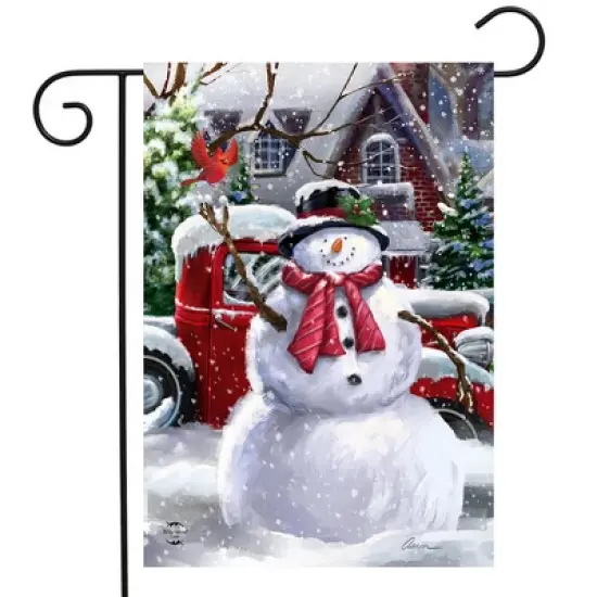 Briarwood Lane Winter Christmas Garden Flag 18x12.5 For Outdoor Snowfall Snowman Garden Flag Flag For Christmas Garden Flag Flags For Outside image {1}