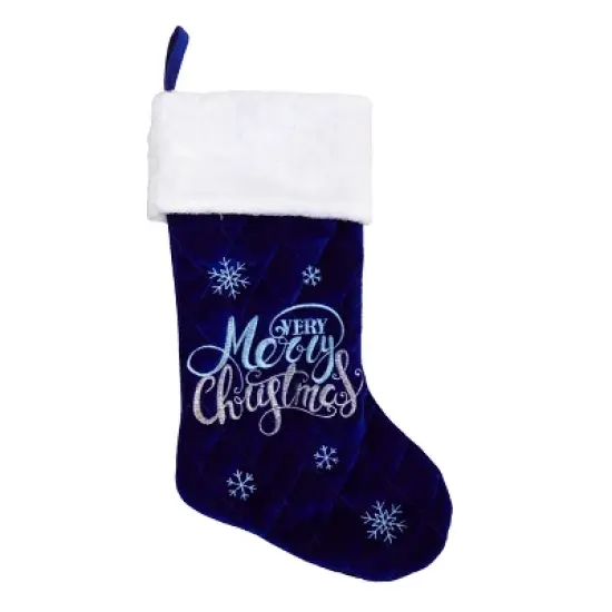 Season's Designs 20In Blue Merry Christmas Stocking image {1}