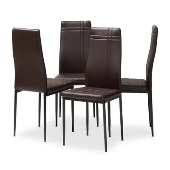 Set of 4 Matiese Modern and Contemporary Faux Leather Upholstered Dining Chairs - Baxton Studio image {7}
