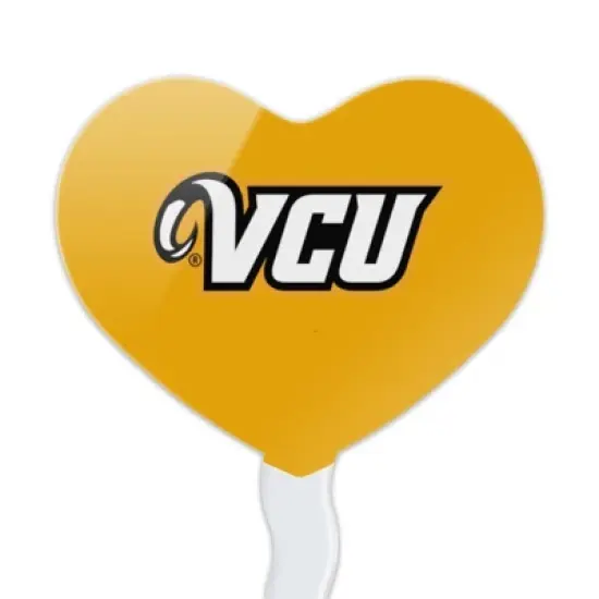 NCAA Virginia Commonwealth University Rams Logo Heart Love Cupcake Picks Toppers Decoration Set of 6 image {1}
