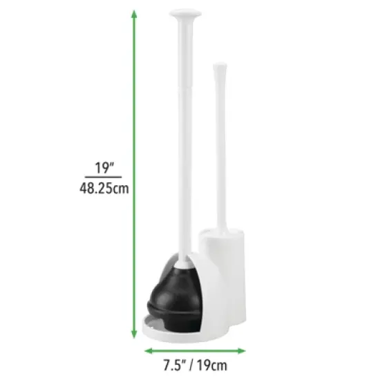 mDesign Hidden Plunger and Brush Set for Toilet Bowl - White image {2}
