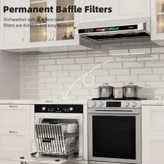 Cesicia 36-in Silver 4-speed 900CFM Under Cabinet Range Hood image {7}