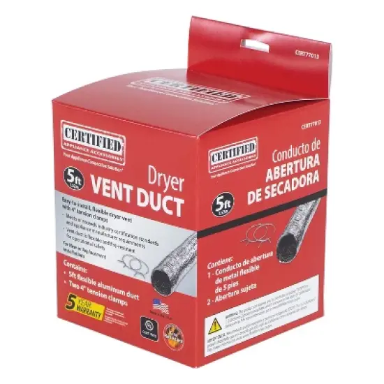 Certified Appliance Accessories&reg; Flex Dryer Vent Transition Duct, 5ft in Silver image {7}