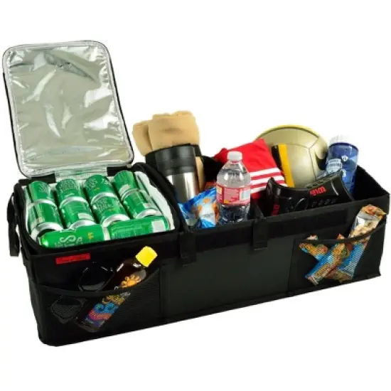 Picnic at Ascot - Ultimate Heavy Duty Trunk Organizer w/Cooler - No Slide Rigid Base - 70 LB Capacity - 30" wide x 14.75" deep X 9" high - Black image {3}