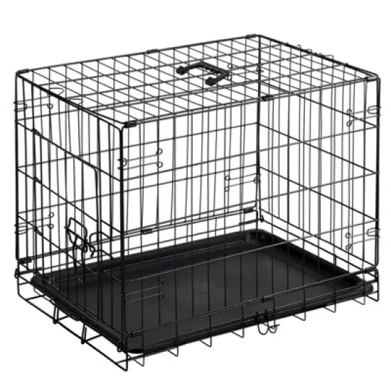 FURNIinspire Pet Crates And Houses 24 Inch Single Door Dog Cage, Metal Pet Kennel With Secure Lock, Removable Tray, Black , 16.5"* 24.4"*19.5" image {5}