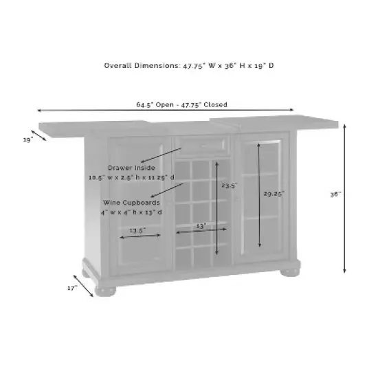 Alexandria Sliding Top Bar Cabinet Black - Crosley image {11}