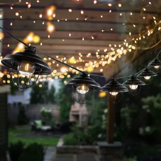 Aislin LED Outdoor String Lights - 120" - 10 Light - PLT4052 - Black - Safavieh image {3}