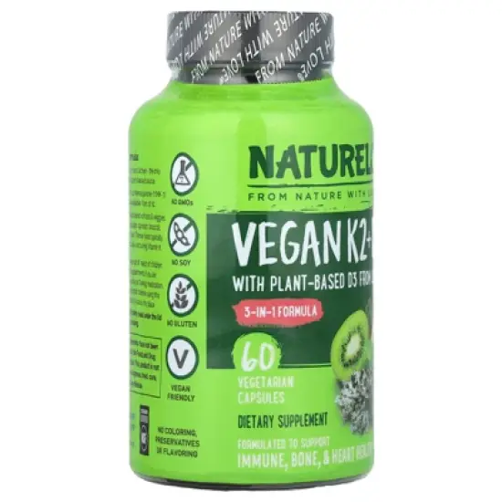 NATURELO Vegan Vitamin K2 + D3, 60 Vegetarian Capsules image {3}