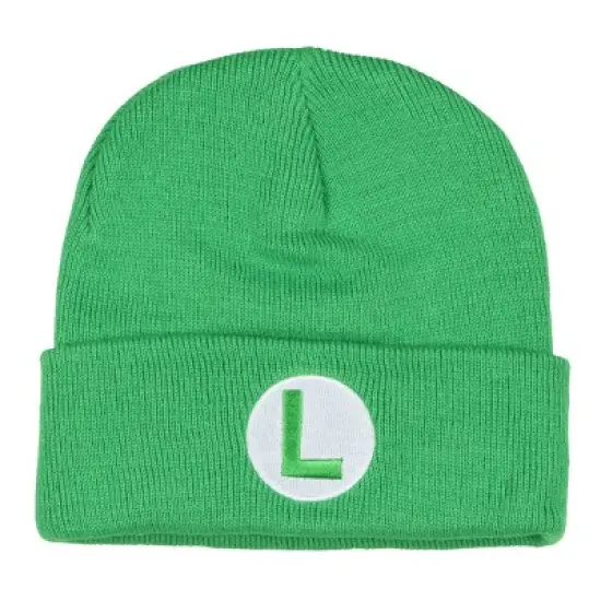 Nintendo Beanie | Super Mario Bros. Mario and Luigi Embroidered Patch 2-Pack Knit Cuffed Cold Weather Beanie Set For Men and Women Multicolored image {4}