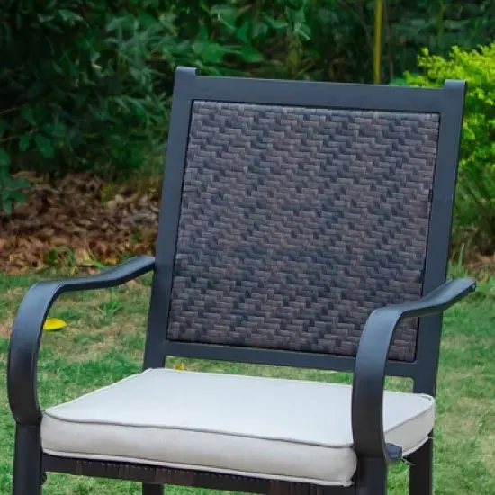 5pc Patio Dining Set with Steel Table & Rattan Chairs - Captiva Designs image {6}