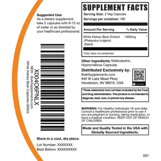 BulkSupplements White Kidney Bean Extract Capsules image {5}