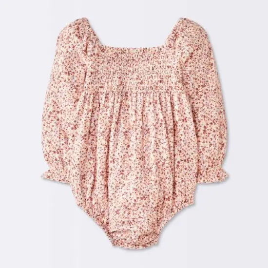 Baby Girls' Floral Smocked Romper - Cloud Island&trade; Pink image {1}
