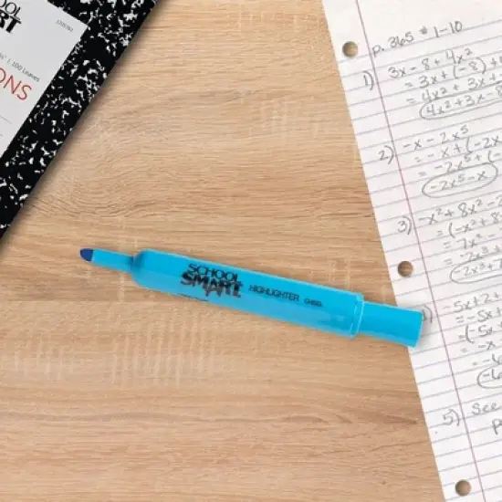 School Smart Tank Style Highlighters, Chisel Tip, Blue, Pack of 12 image {1}