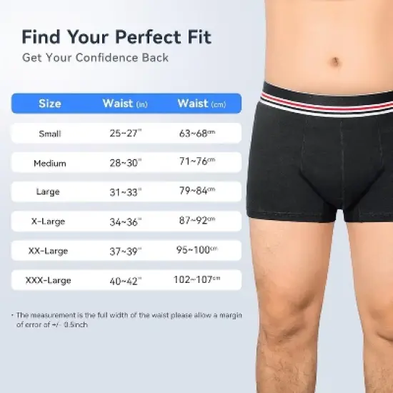 CARER 2pk Washable Mens Incontinence Underwear Reusable Leakproof Boxer Briefs with Mild Absorbency image {4}
