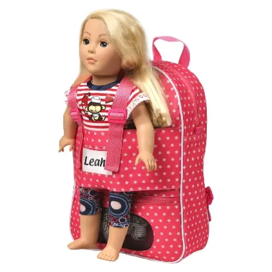 Badger Basket Doll Travel Backpack with Plush Friend Compartment - Star Pattern image {3}