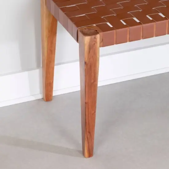 Balka Woven Leather Bench Brown - South Shore image {4}