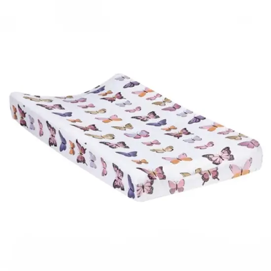 Lambs & Ivy Butterfly Dreams Soft/Cozy Fleece Changing Pad Cover - White image {6}