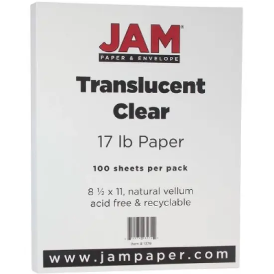 JAM Paper Translucent Vellum 17lb Paper - 8.5 x 11 - Clear - 100 Sheets: Uncoated Stationery for Printing & Art Projects image {3}
