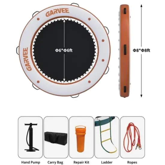 GustoWave Inflatable Water Hammock Floating Dock Mesh, 8FT Sunchill Float Ring Heavy Duty River Floats Lake Raft for Float Island Platform Pad Mat image {3}