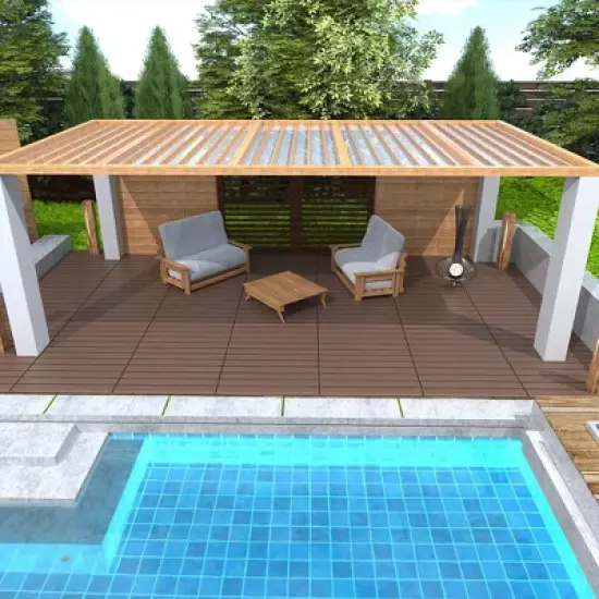 2FT Patio Deck Tiles, DIY Interlocking Decking, Quick Install for Porch, Poolside, Balcony, Backyard. 24pcs Red Brown image {3}