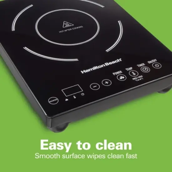 Hamilton Beach Induction Cooktop - Black: 1800W Electric Ceramic Smooth Top, 7 Settings, Countertop, 1 Burner image {6}