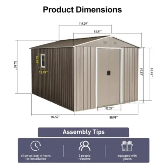 NicBex Utility Tool Storage Sheds House with Window and Lockable Doors for Backyard Garden,Patio,Gray image {2}