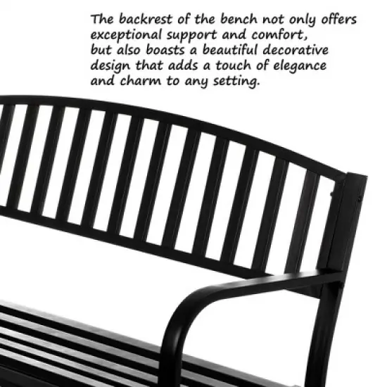 Gardenised Outdoor Black Steel Swing, Powder Coated Glider Bench, Loveseat Lawn Rocker Bench for Yard, Patio, Garden and Deck image {6}