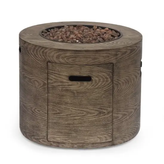 Senoia Outdoor Round Fire Pit - Brown - Christopher Knight Home image {4}
