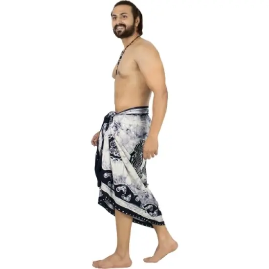 LA LEELA Men's Beachwear Vacation Wraps Pareo Standard Surfing Dashiki Summer Holiday Sarong Full Beach Wrap One Size Multi Tie Dye Design image {4}