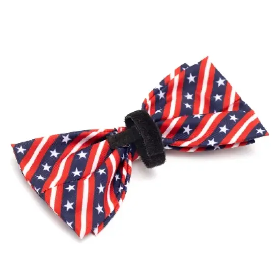 The Worthy Dog Bias Stars and Stripes Bow Tie Adjustable Collar Attachment Accessory image {2}