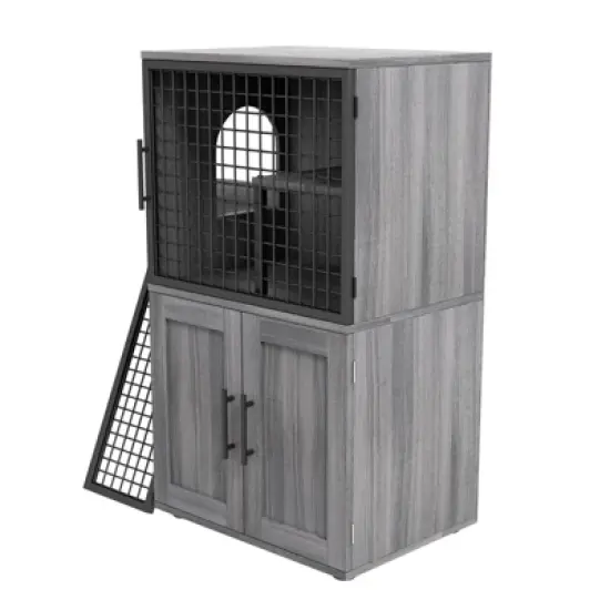 Cat Litter Box Enclosure, Double Layer Hidden Cat Washroom with Sturdy Ladder, Villa Cat Cabinet for Indoor Cats image {10}