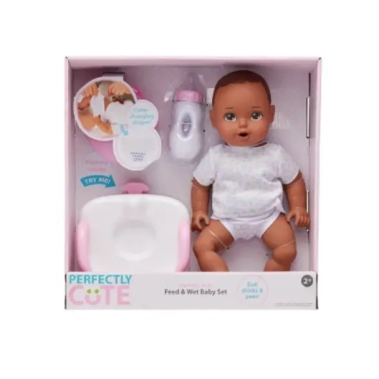 Perfectly Cute Feed & Wet 14" Baby Set - Brunette with Brown Eyes image {1}