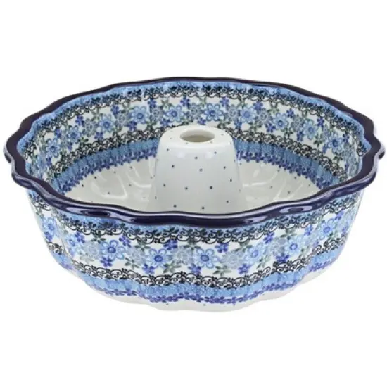 Blue Rose Polish Pottery A55 Ceramika Artystyczna Ring Cake Pan image {6}