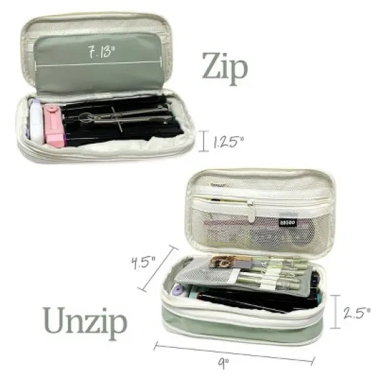 Wrapables Large Capacity Pencil Case, Expandable Pencil Pouch for Stationery Tools, Pistachio Green image {1}