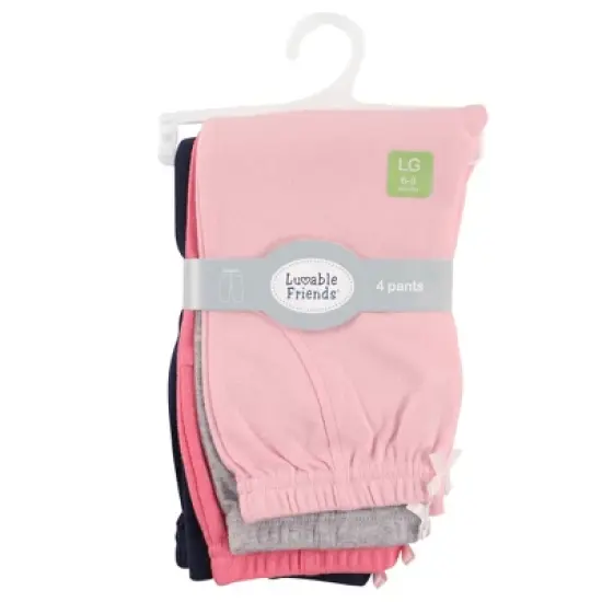 Luvable Friends Baby Girl Cotton Pants, Girl Solid image {1}