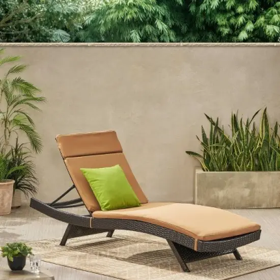 Salem Brown Wicker Adjustable Chaise Lounge - Caramel - Christopher Knight Home: UV & Weather-Resistant, Iron Frame, No Assembly Required image {2}