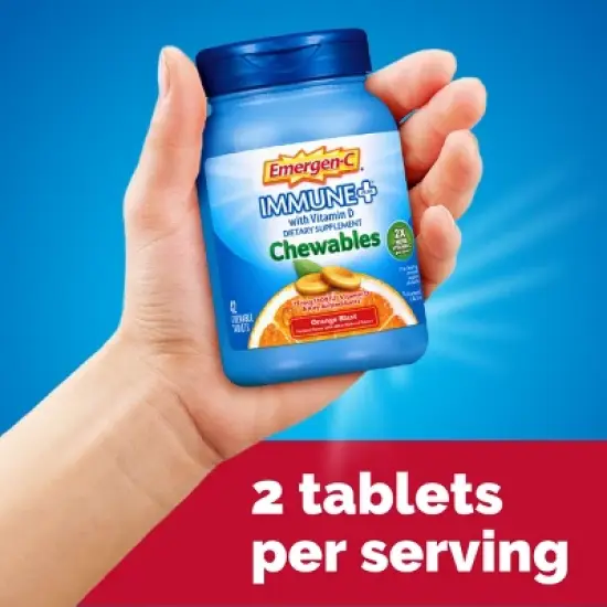 Emergen-C Immune+ Dietary Supplement Chewable Tablets with Vitamin D - Orange Blast - 42ct image {5}