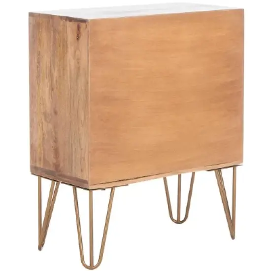 Solene 1 Drawer Nightstand - NST5302 - Natural/Brass - Safavieh image {6}