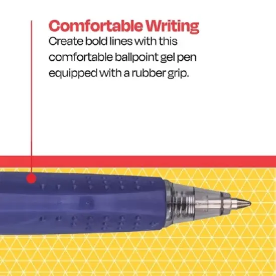 School Smart Retractable Gel Pens with Grip, Blue Ink, Pack of 12 image {3}