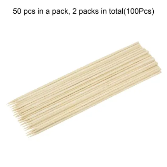 Unique Bargains Bamboo Barbecue Skewers Sticks Natural Wooden Cocktail Picks 100 Pcs image {2}